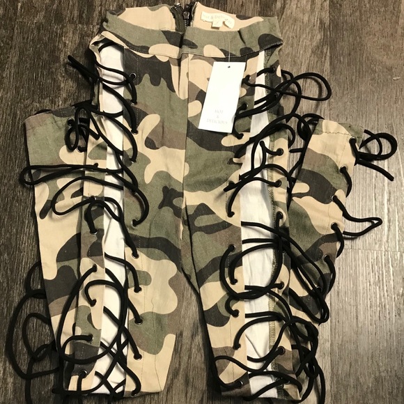 Camo Camouflage Lace Up Pants - Picture 7 of 8